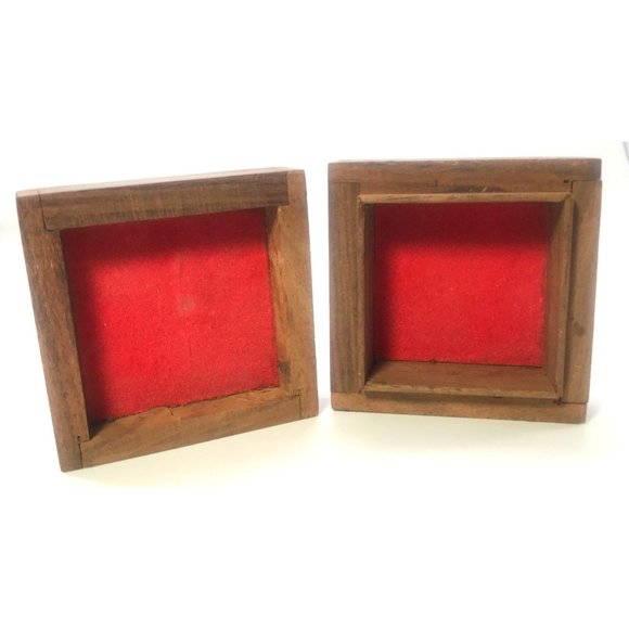 Vintage Brass Inlay Teak Trinket Box Made in India Pygmy Fund Red Felt Lining - Picture 8 of 8